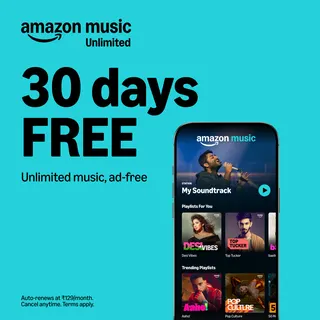 Amazon Music Meta ad: Amazon Music Unlimited- 30 days FREE. Auto-renews at ₹129/month. Cance, live 68 days