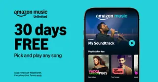 Amazon Music Meta ad: Amazon Music Unlimited- 30 days FREE. Auto-renews at ₹129/month. Cance, live 68 days