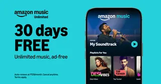 Amazon Music Meta ad: Amazon Music Unlimited- 30 days FREE. Auto-renews at ₹129/month. Cance, live 68 days