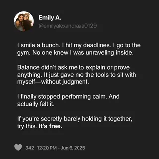 Balance Meta ad: 𝗬𝗼𝘂 𝗱𝗲𝘀𝗲𝗿𝘃𝗲 𝗺𝗼𝗿𝗲 . Prioritize your well-being with Balance, Apple's Ap, live 462 days