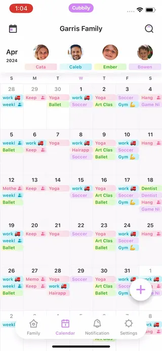 Cubbily:Shared Family Calendar Meta ad: Shared Family Calendar Color codes for each family member Automatic no, live 34 days