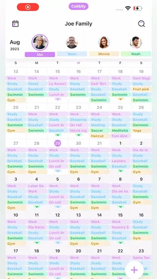 Cubbily:Shared Family Calendar Meta ad: Shared Family Calendar Color codes for each family member Automatic no, live 29 days