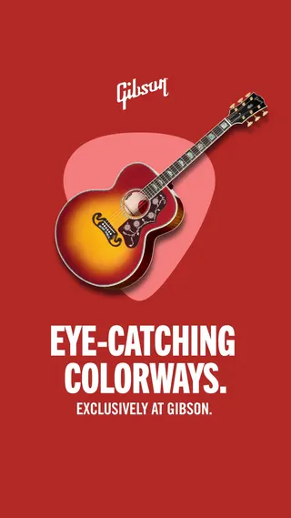 Gibson Meta ad: Gibson acoustics reimagined in exclusive colorways, crafted to inspire, live 115 days