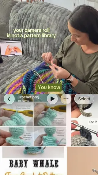 Loopsy Meta ad: If your camera roll is full of crochet screenshots you saved “for late, live 96 days