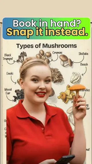 Picture Mushroom Meta ad: Ever wondered what kind of mushroom you're looking at? Snap a photo an, live 38 days