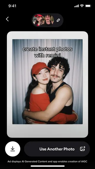 Remini Meta ad: Simply just upload your photos and let AI do its magic!, live 197 days