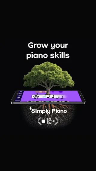 Simply Piano Meta ad: Master the piano in no time! Join millions of learners on Simply Piano, live 130 days