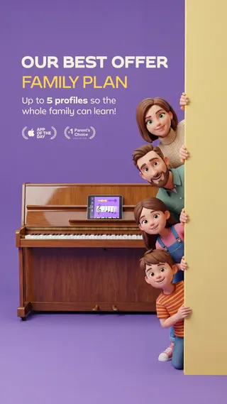 Simply Piano Meta ad: Master the piano in no time! Join millions of learners on Simply Piano, live 128 days