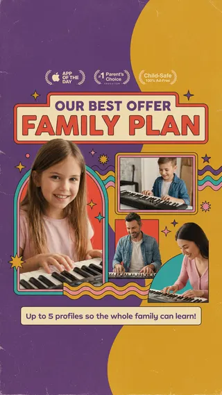 Simply Piano Meta ad: Master the piano in no time! Join millions of learners on Simply Piano, live 128 days