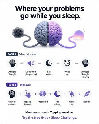 The Tapping Solution Meta ad: Where do your anxious thoughts actually go when you fall asleep? Not a, live 98 days