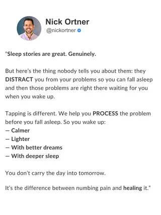 The Tapping Solution Meta ad: Where do your anxious thoughts actually go when you fall asleep? Not a, live 97 days
