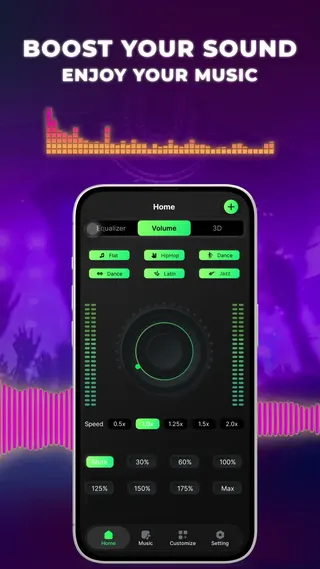 Volume Booster Meta ad: Your phone isn't always loud enough. Boost your volume, enhance bass,, live 32 days