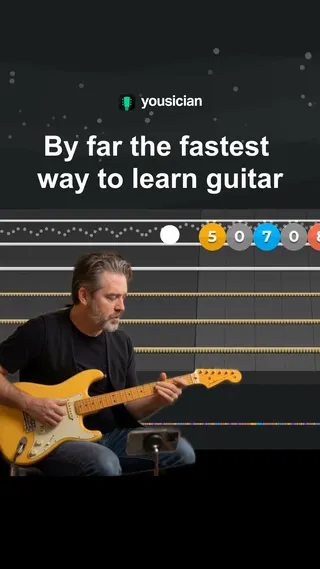Yousician Meta ad: 10,000+ songs. Expert-designed lessons. Progress tracking that actuall, live 47 days
