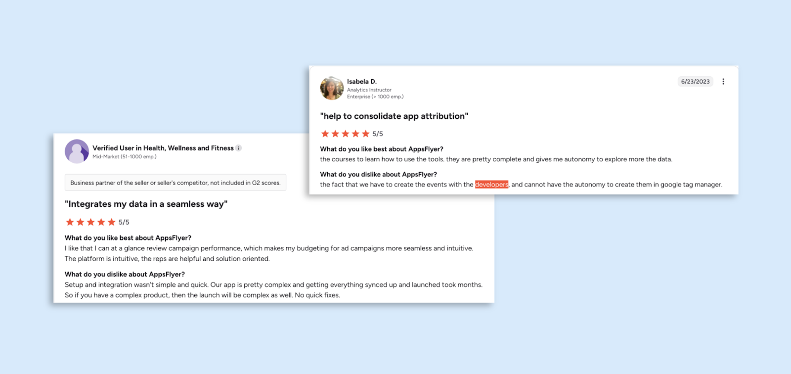 Reviews of AppsFlyer. Source: G2