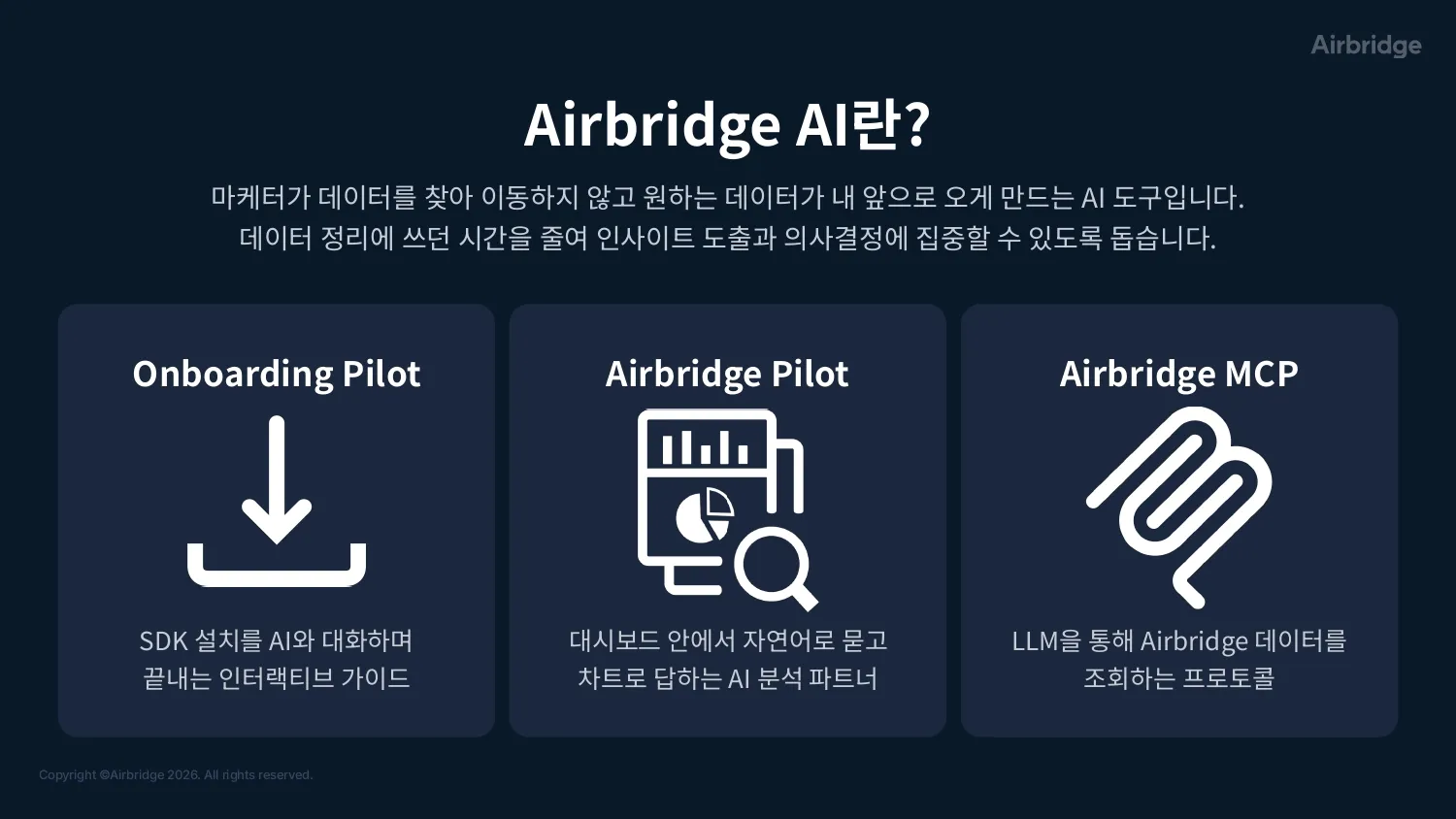 에어브릿지 AI 3가지 도구 오버뷰 - 온보딩 파일럿·에어브릿지 파일럿·에어브릿지 MCP